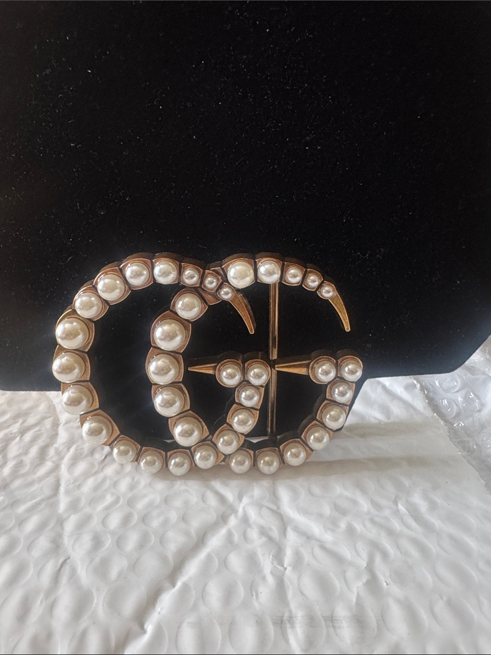 Belt buckle Gold Double G  with Pearls